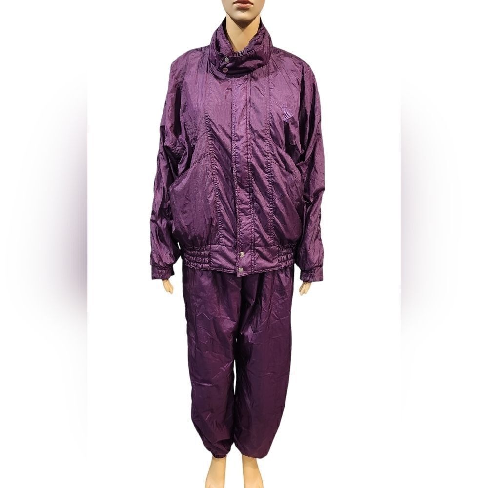 Pierre Cardin Vintage womens purple windbreaker casual jacket & pant set Medium